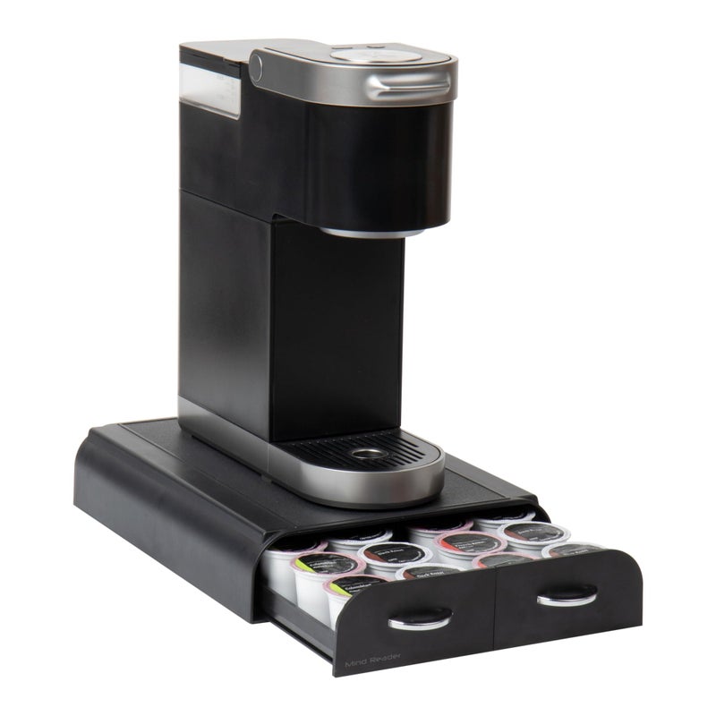 Mind Reader Single Serve Pod Organizer 2 Drawers 24 Pod Capacity Keurig Mini Compatible 95L x 1225W x 25H Black