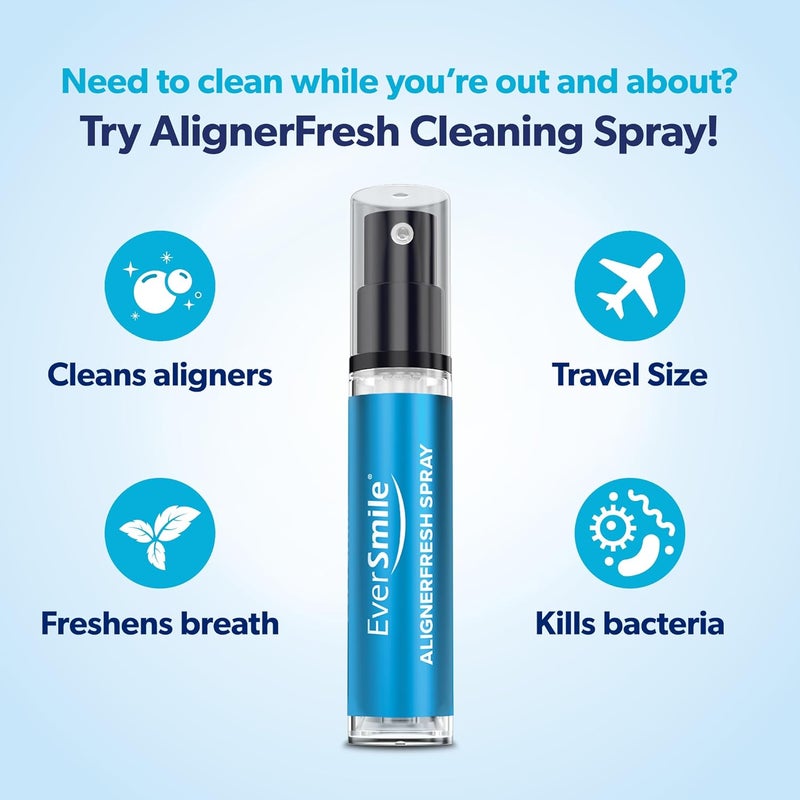 EverSmile Stackable design AlignerFresh Cleaning Spray for Invisalign and All Clear Aligners and Retainers – On-the-Go Cleaning & Teeth Whitening, Kills Bacteria, Fights Bad Breath – Mint Flavor, 10ml (2 Pack) Global easy assemble picks - Image 2