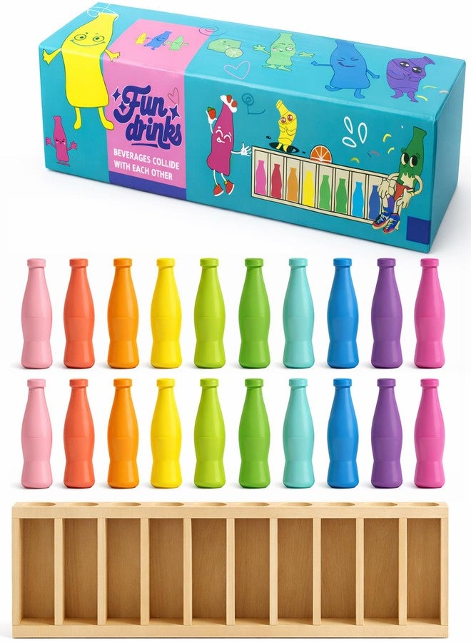 Rumexeng Match The Bottle Color Game, Fun Family Board Game for Adults 2–4 Players, Bottle Flip Challenge Toy for Travel, Camping, Holidays, Celebrate Birthday Party, Backyard Night (Large, Wooden) - Image 1