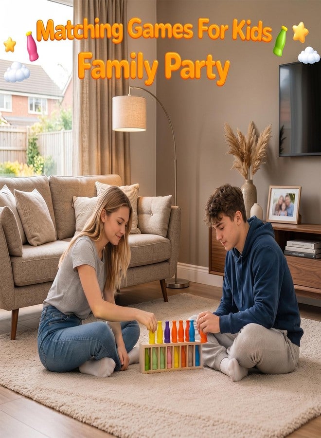 Rumexeng Match The Bottle Color Game, Fun Family Board Game for Adults 2–4 Players, Bottle Flip Challenge Toy for Travel, Camping, Holidays, Celebrate Birthday Party, Backyard Night (Large, Wooden) - Image 5
