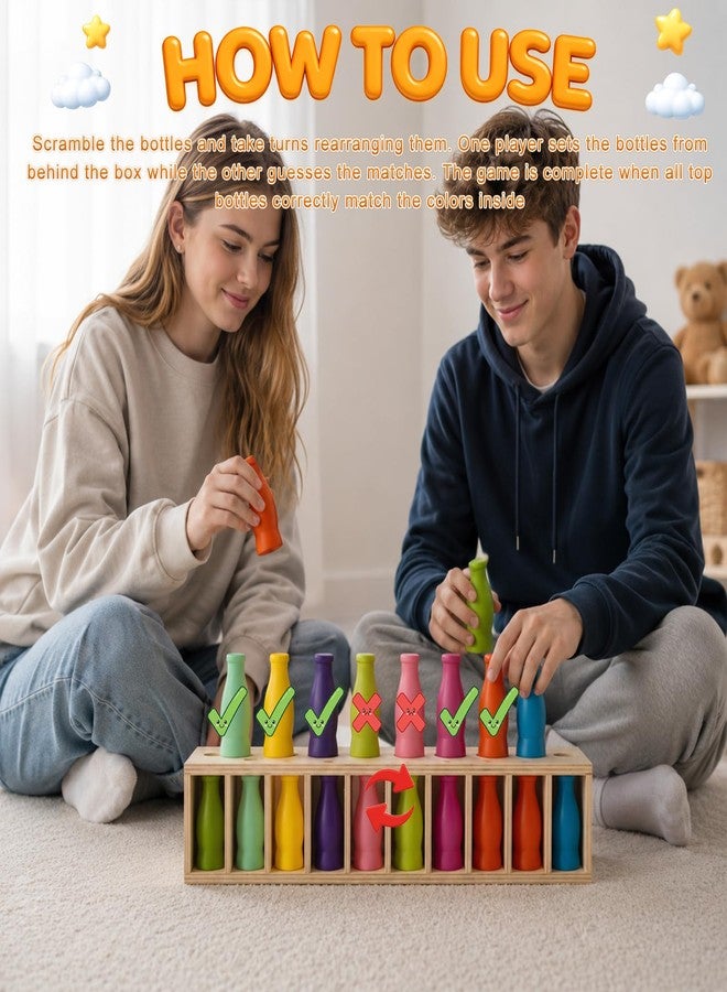 Rumexeng Match The Bottle Color Game, Fun Family Board Game for Adults 2–4 Players, Bottle Flip Challenge Toy for Travel, Camping, Holidays, Celebrate Birthday Party, Backyard Night (Large, Wooden) - Image 2