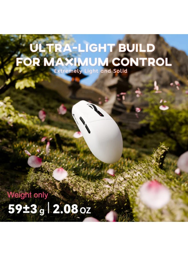 Attack Shark Shark Attack G3 Tri-Mode Wireless Gaming Mouse, 2.4G Wireless/Bluetooth/Wired, 25,000 DPI, Ultra-Lightweight, PixArt PAW3311 Gaming Sensor, Built-in 500mAh Battery for Long-Lasting Power, White - Image 3