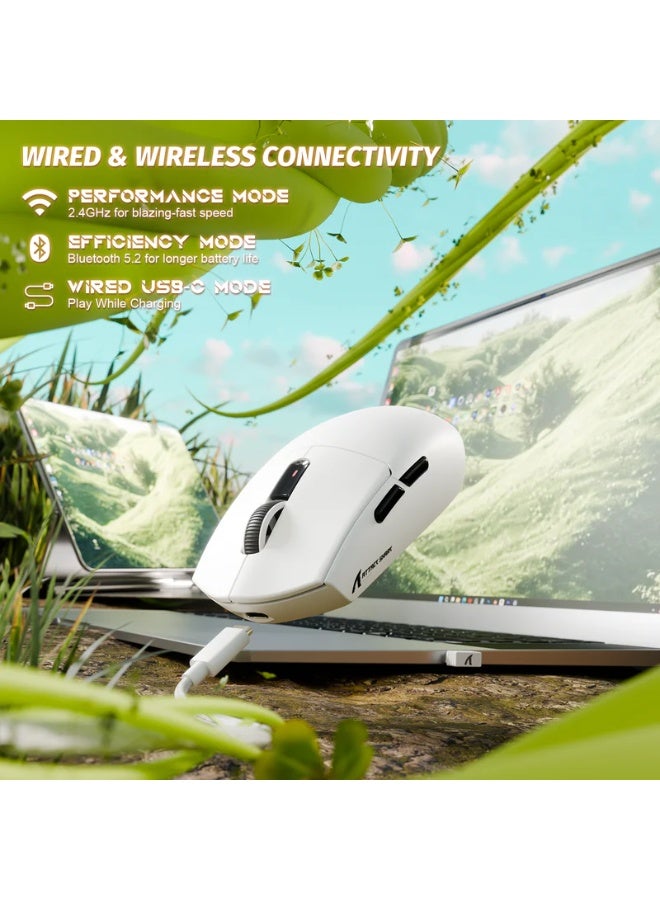 Attack Shark Shark Attack G3 Tri-Mode Wireless Gaming Mouse, 2.4G Wireless/Bluetooth/Wired, 25,000 DPI, Ultra-Lightweight, PixArt PAW3311 Gaming Sensor, Built-in 500mAh Battery for Long-Lasting Power, White - Image 4