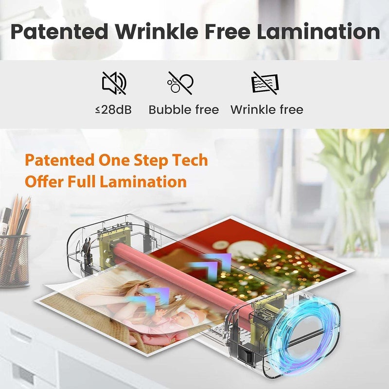 Laminator Machine, Portable A4 Thermal laminating machine with Hot and Cold Settings, Quick Warm-up and No Bubbles with 30 Laminator Pouches, 1 Corner Rounder,1 Paper Cutter, for School/Home/Offices - Image 2