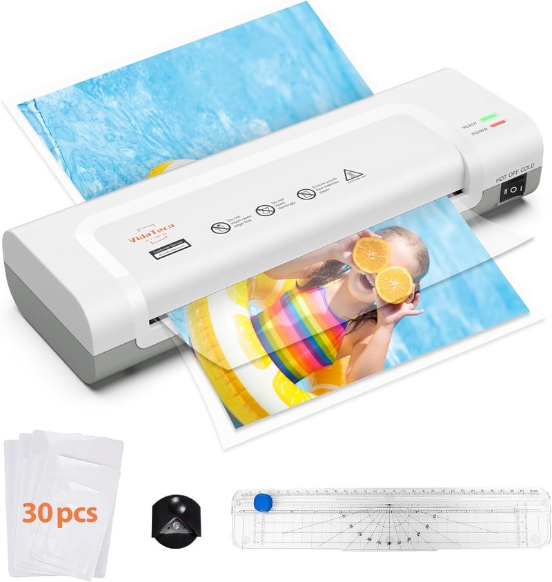 Laminator Machine, Portable A4 Thermal laminating machine with Hot and Cold Settings, Quick Warm-up and No Bubbles with 30 Laminator Pouches, 1 Corner Rounder,1 Paper Cutter, for School/Home/Offices - Image 1