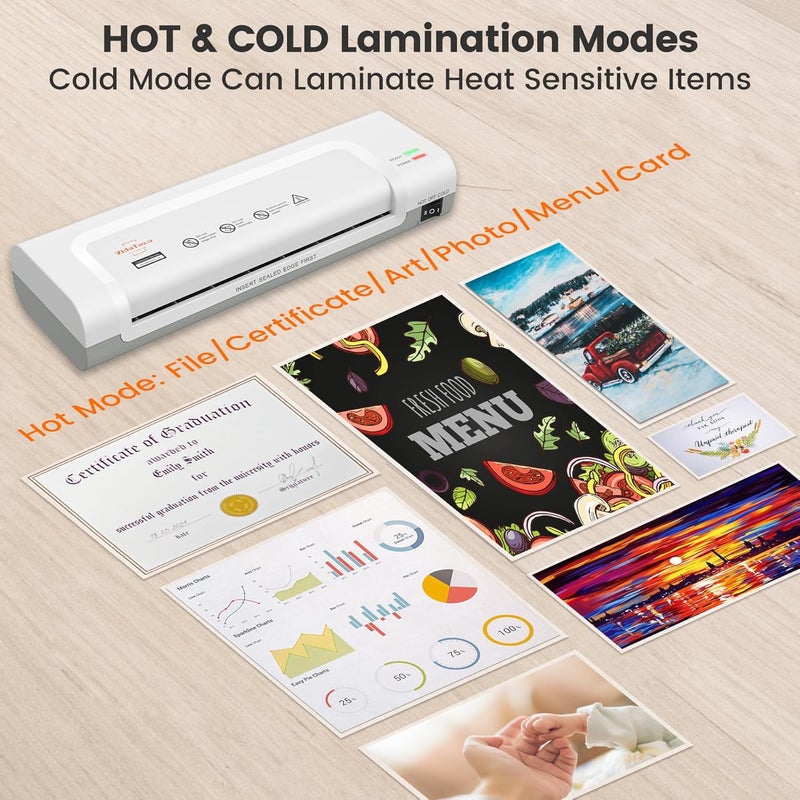 Laminator Machine, Portable A4 Thermal laminating machine with Hot and Cold Settings, Quick Warm-up and No Bubbles with 30 Laminator Pouches, 1 Corner Rounder,1 Paper Cutter, for School/Home/Offices - Image 3