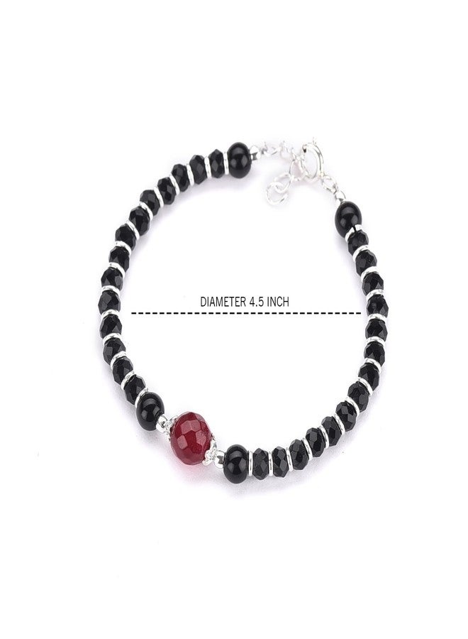 DHRUVS COLLECTION مجموعة DHRUVS الحصرية سوار من الفضة الإسترليني عيار 925 مزين بخرز كريستالي أحمر وفضي على شكل عين شريرة للأطفال الرضع من الجنسين (الطول - 4.5 بوصة، مناسب للأطفال من عمر 6 أشهر إلى 18 شهرًا) - Image 3
