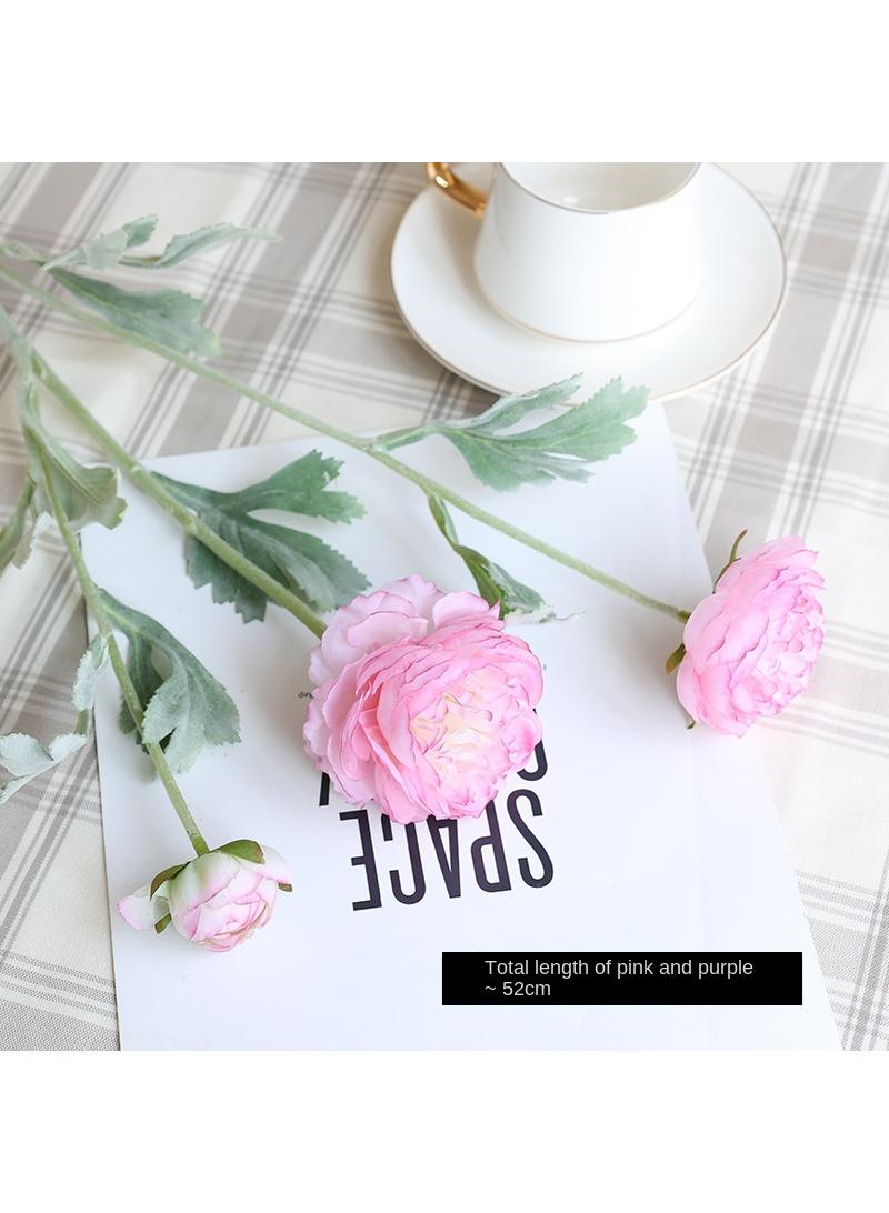 Generic 5-Pieces Artificial flower simulation dew lotus 3 head home decoration plants Pinkish purple  - Image 1
