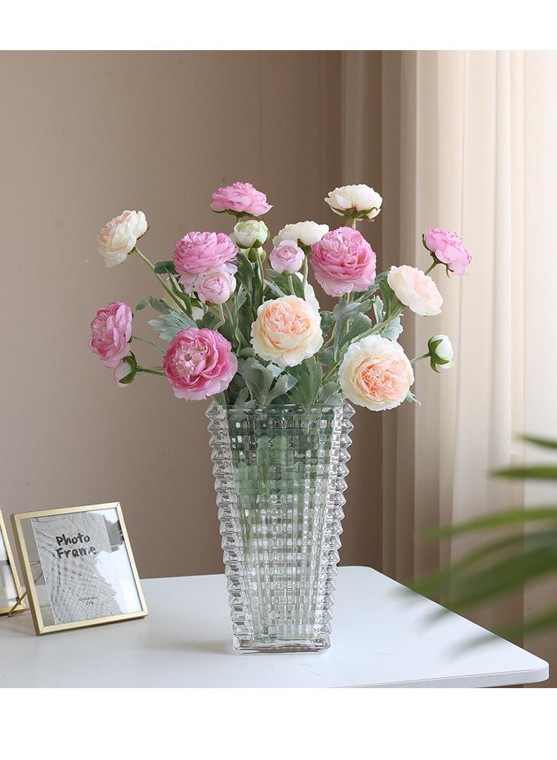 Generic 5-Pieces Artificial flower simulation dew lotus 3 head home decoration plants Pinkish purple  - Image 3