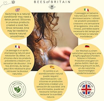 BEES of BRITAIN 99 Natural Conditioner Lavender Mint No SulfatesParabensSilicones pH 55 Sensitive Skin We Donate 5 of our Profit to Save Bees Pollinators 250ml - Image 4