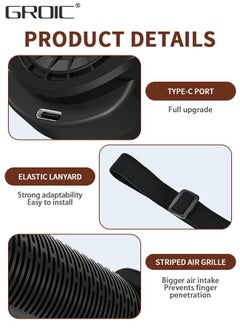 GROIC Car Fan with Adjustable Strap, USB Powered Leather Car Fans for Front Rear Seat Passenger,Portable Car Seat Fan with 3 Speeds Strong Wind,Cooling Air Fan for SUV, RV, Office Seats  - Image 3