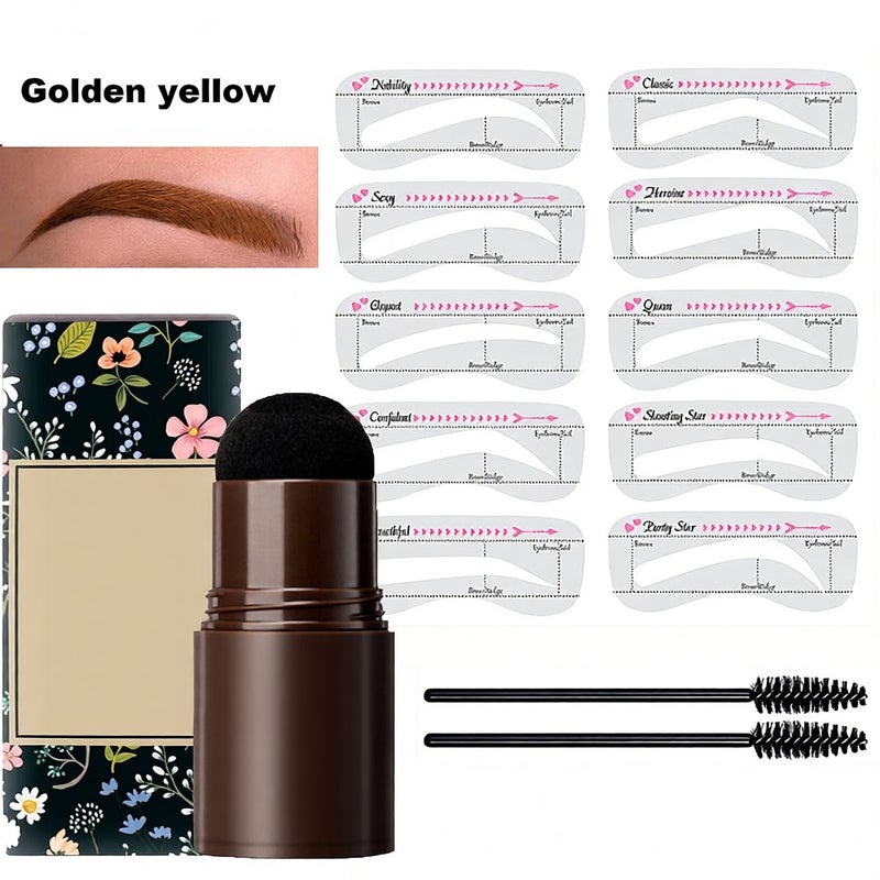 Eyebrow Stamp Stencil Kit One Step Brow Stamp Shaping Kit stamp on eyebrows waterproof Eyebrow Definer Long Lasting Eyebrow Stamp With 10 Reusable Eyebrow Stencils - Image 1