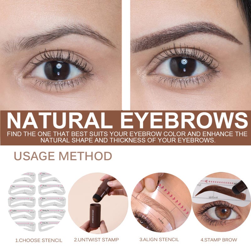 Eyebrow Stamp Stencil Kit One Step Brow Stamp Shaping Kit stamp on eyebrows waterproof Eyebrow Definer Long Lasting Eyebrow Stamp With 10 Reusable Eyebrow Stencils - Image 3