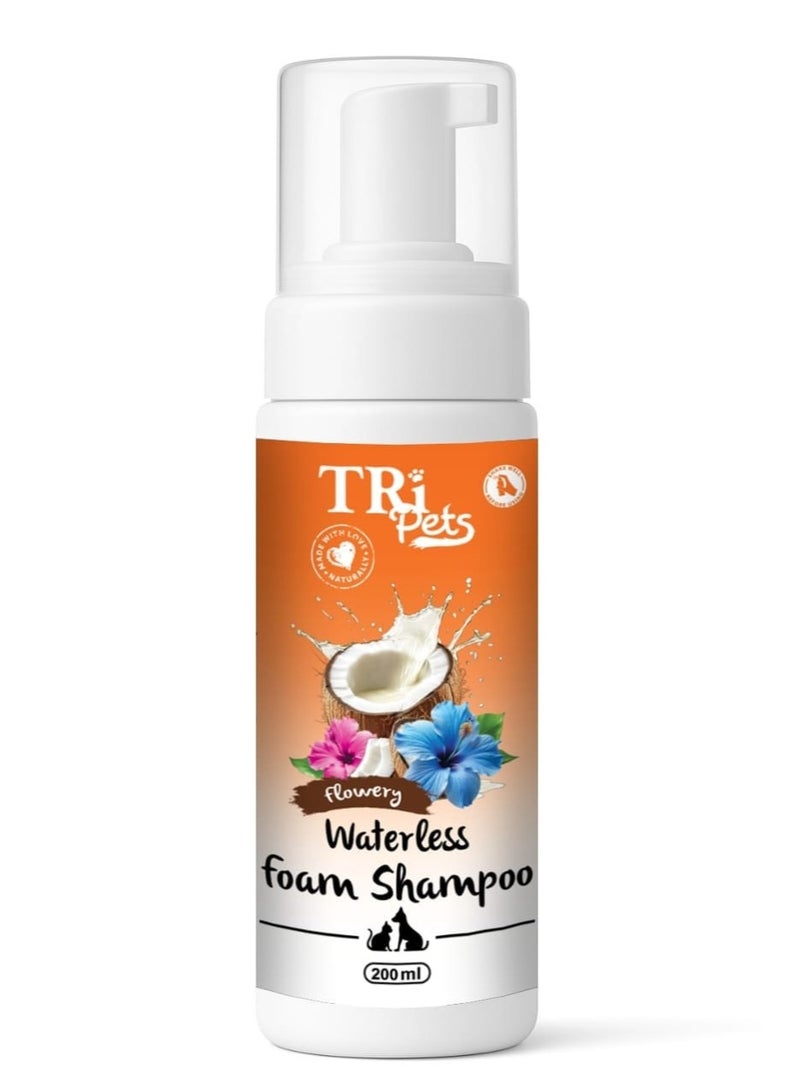TRI 🌺 TRI Pets Waterless Foam Shampoo | Flowery Fragrance | No-Rinse Foaming Cleanser for Dogs & Cats | 200 ml ✨ - Image 1