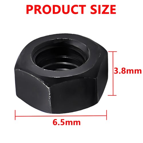 Cranviech 100Pcs M4 Grade 8 Hexagon Nuts Black Carbon Steel, Hex Drive, Black, for Industrial, Construction, Home Fasteners - Image 2