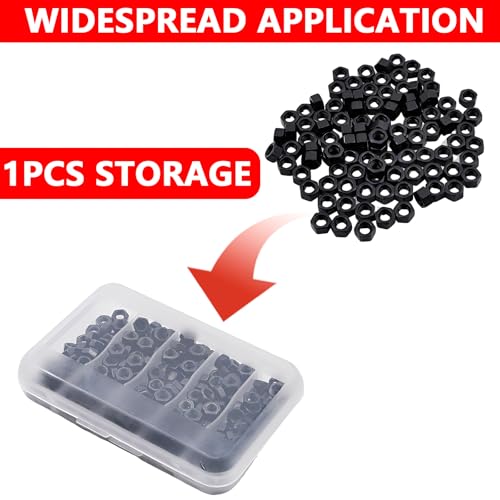 Cranviech 100Pcs M4 Grade 8 Hexagon Nuts Black Carbon Steel, Hex Drive, Black, for Industrial, Construction, Home Fasteners - Image 4