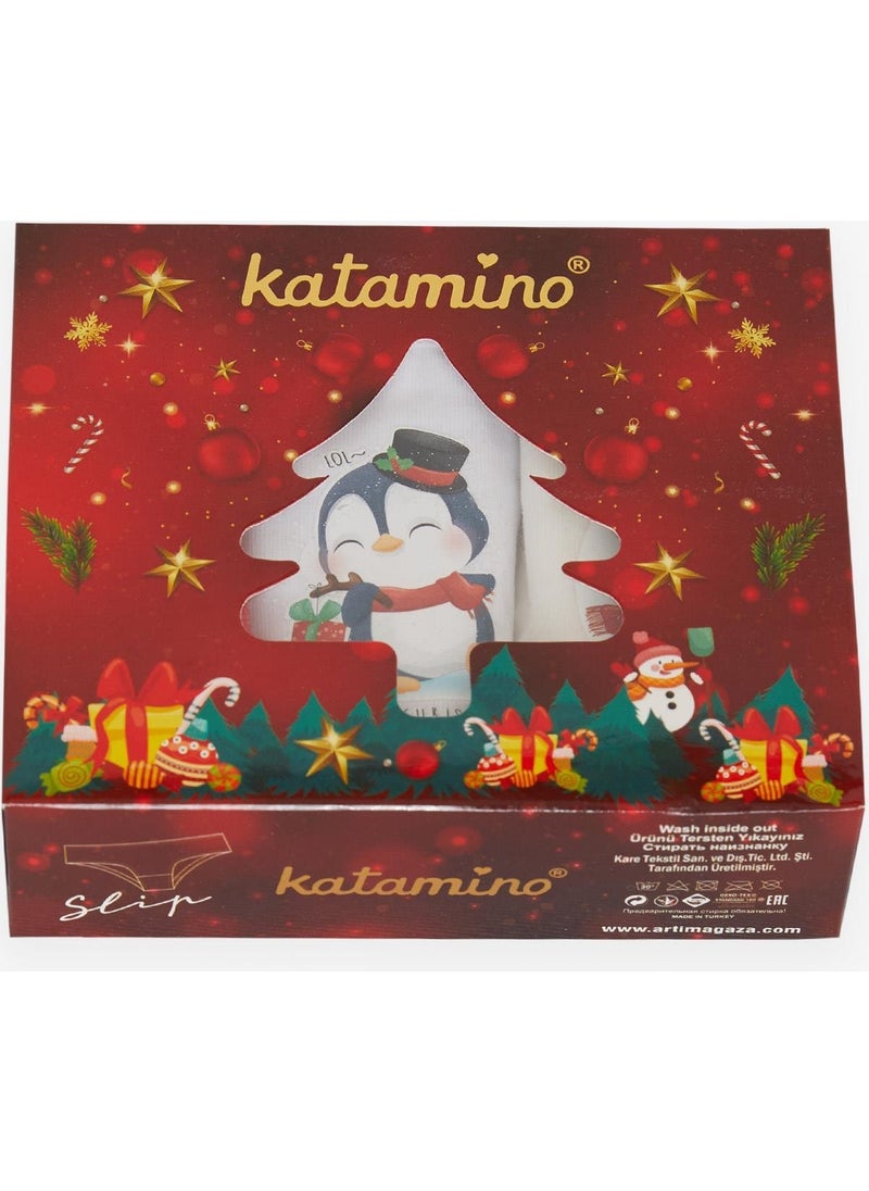 Katamino - Girls Slip 3-Piece Christmas Themed Cute Penguin Printed 1-10 Years Old, Mixed Colors - Image 1
