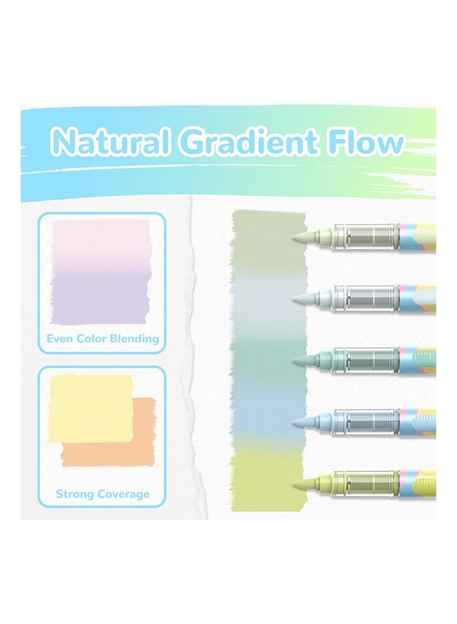 Flysea 12 Pastel Colors Acrylic Paint Pens Waterproof Acrylic Paint Markers Soft Brush Tip Acrylic Markers with Automatic Ink Control for Rock Painting Wood Ceramic Glass Egg - Image 3