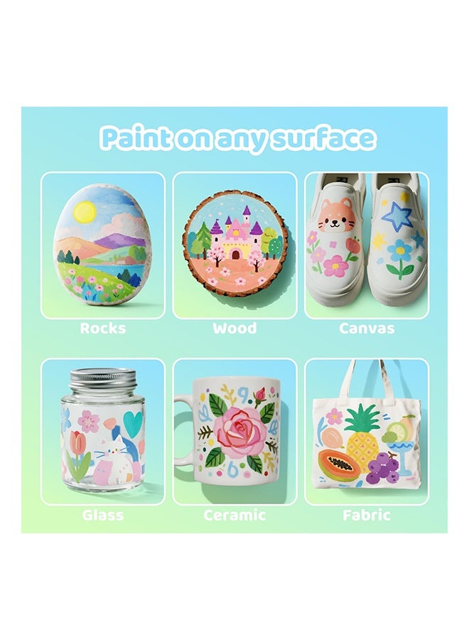 Flysea 12 Pastel Colors Acrylic Paint Pens Waterproof Acrylic Paint Markers Soft Brush Tip Acrylic Markers with Automatic Ink Control for Rock Painting Wood Ceramic Glass Egg - Image 5