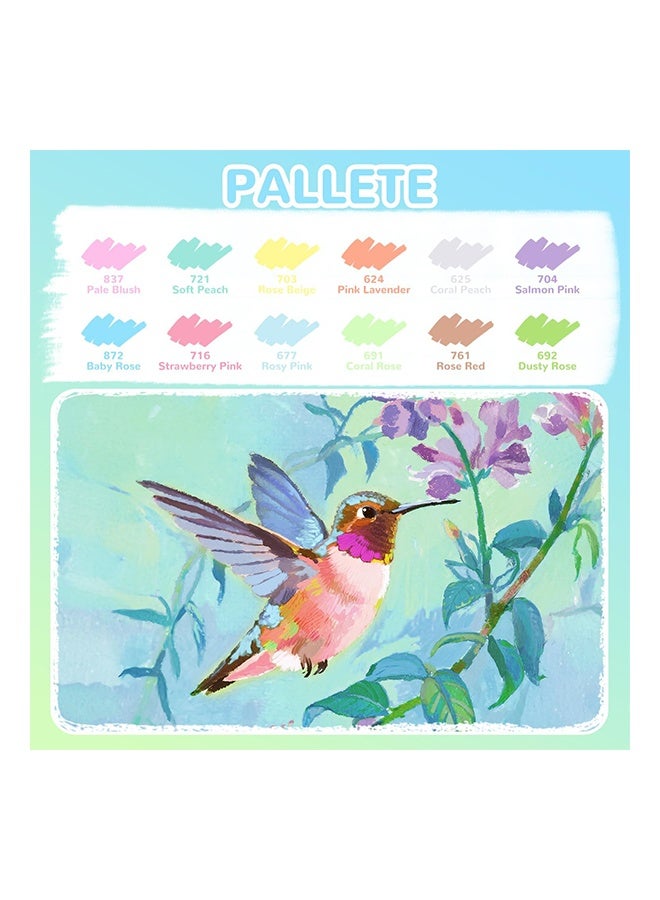 Flysea 12 Pastel Colors Acrylic Paint Pens Waterproof Acrylic Paint Markers Soft Brush Tip Acrylic Markers with Automatic Ink Control for Rock Painting Wood Ceramic Glass Egg - Image 2