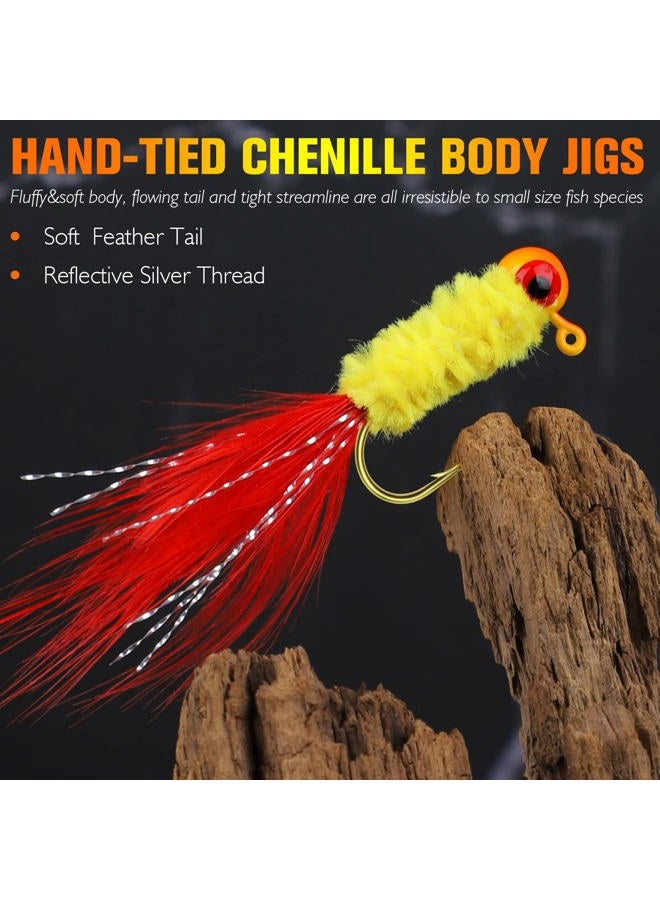 Dovesun Crappie Jigs, Jig Heads with Feather Hand-tied Marabou Jigs Ice | Fly Fishing Lures 10 Colors 1/32oz Fishing Hair Jigs for Panfish Sunfish Walleye - Image 2