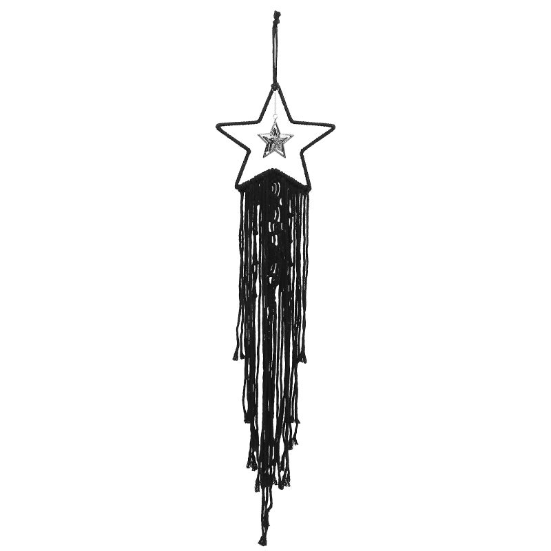 2pcs Star Macrame Cotton Woven Wall Ornament Home Decoration (Black) - Image 1