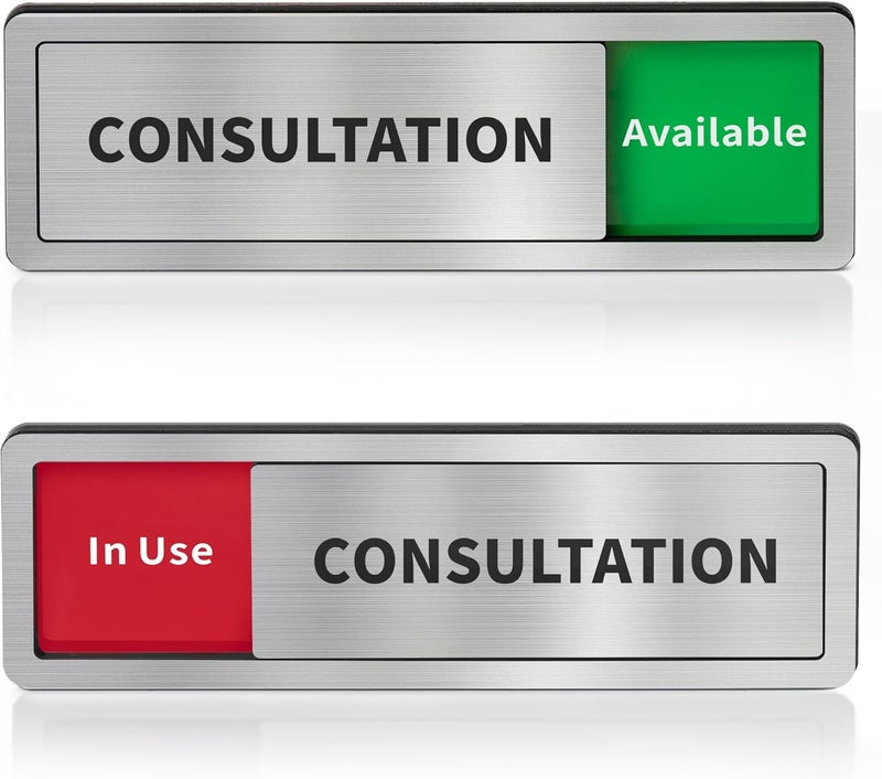 Abudada Conseltation Room Door Sign with Slider, Do Not Disturb Privacy Office Sign, In Use/Available Acrylic Sliding Indicator for Business Hospital Home, Brushed Silver 8" x 2.6" - Image 1