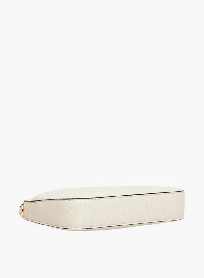 Celeste Monogram Embossed Crossbody Bag with Detachable Chain Strap and Zip Closure