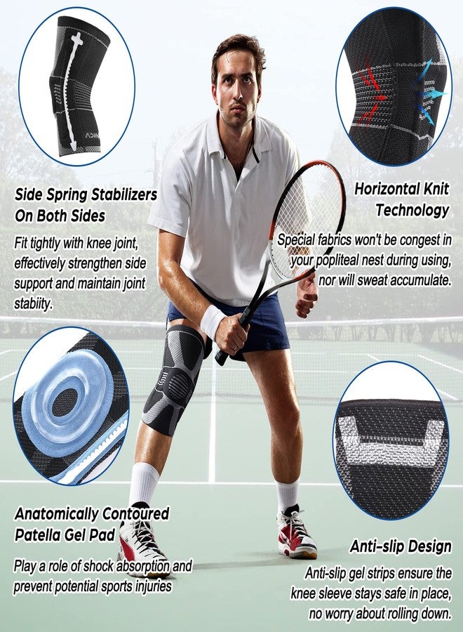 NEENCA Professional Knee Brace for Pain Relief, Medical Knee Compression Sleeve, Knee Support with Horizontal Knit Tech for Meniscus Tear, ACL, Arthritis, Joint Pain, Runner, Workout- FSA/HSA APPROVED - Image 3