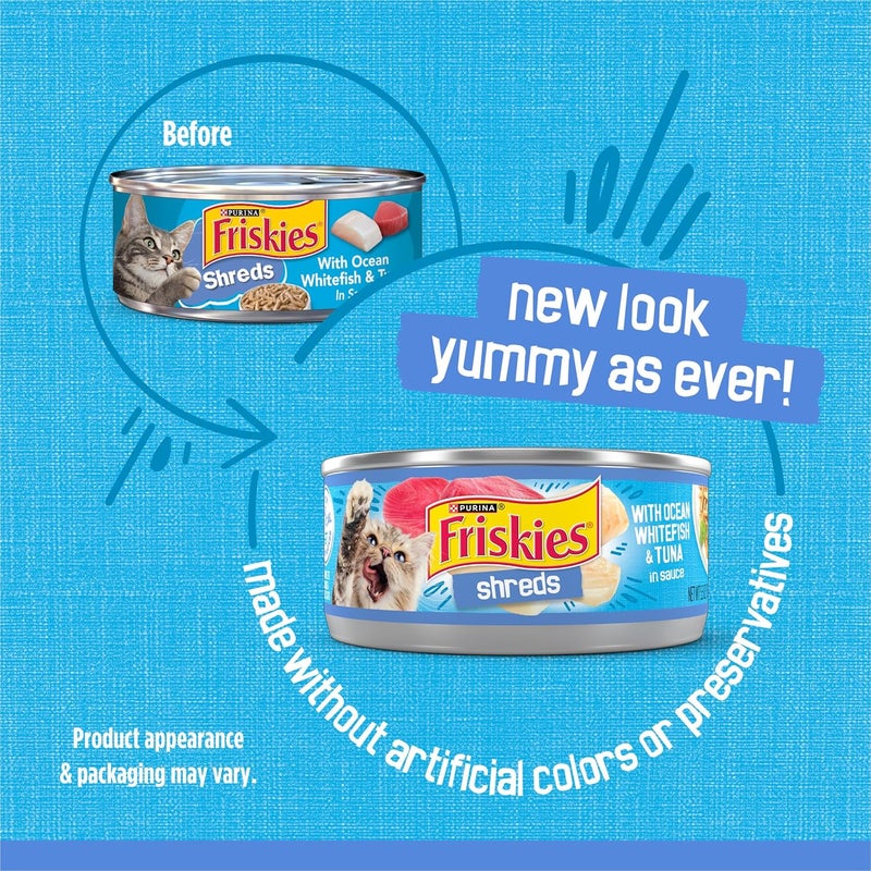 Friskies Purina Friskies Shreds with Ocean Whitefish and Tuna in Sauce Wet Cat Food - Image 2