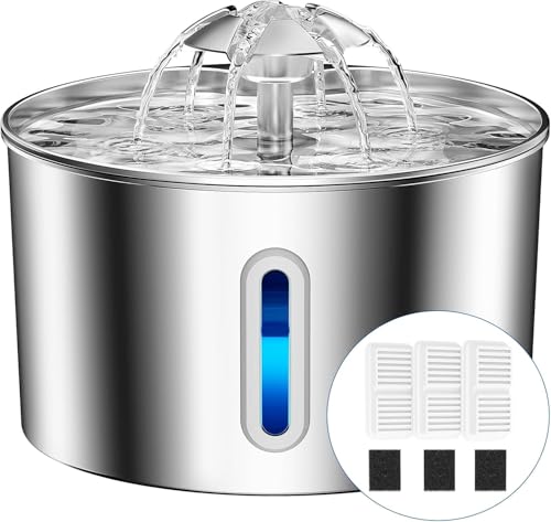 BalimoPet Cat Water Fountain Stainless Steel 74oz22L Automatic Large Pet Watering Bowl Dispenser for Indoor Dogs Drinking Fountains with 3 Filter Gifts for Cats and Kitty Dog Waterer Bowls No Spill - Image 1