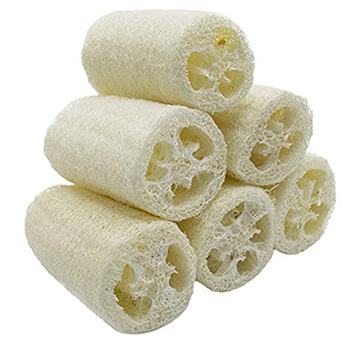 Serdokntbig Natural 6 Pack of 4 inch Loofah, Serdokntbig SPA Exfoliating Scrubber for Skin Care in Bath, Best Luffa Body Scrub Sponge, Remove Dead Skin - Image 1