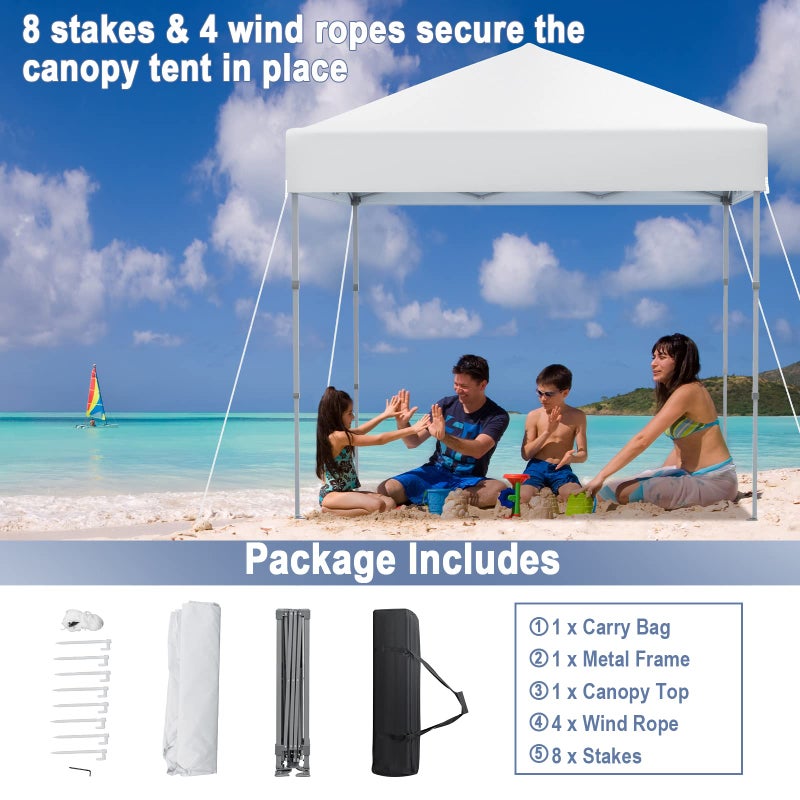 Tangkula 6.6x6.6 Ft Pop Up Canopy, 1 Person Instant Setup Portable Canopy Tent with Center Lock, UPF 50+ Sun Protection, 8 Stakes, 4 Ropes, Carrying Bag - Image 5