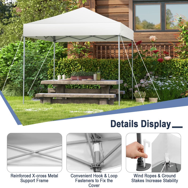 Tangkula 6.6x6.6 Ft Pop Up Canopy, 1 Person Instant Setup Portable Canopy Tent with Center Lock, UPF 50+ Sun Protection, 8 Stakes, 4 Ropes, Carrying Bag - Image 2