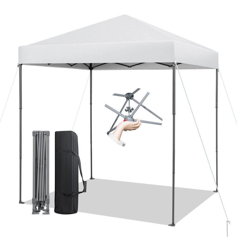 Tangkula 6.6x6.6 Ft Pop Up Canopy, 1 Person Instant Setup Portable Canopy Tent with Center Lock, UPF 50+ Sun Protection, 8 Stakes, 4 Ropes, Carrying Bag - Image 1