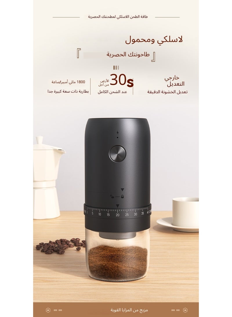 Portable Coffee Grinder with Smart Auto-Stop Sensor – Quiet Copper Motor – 40 Coarseness Levels – Giant Battery – Practical Gift - Image 1