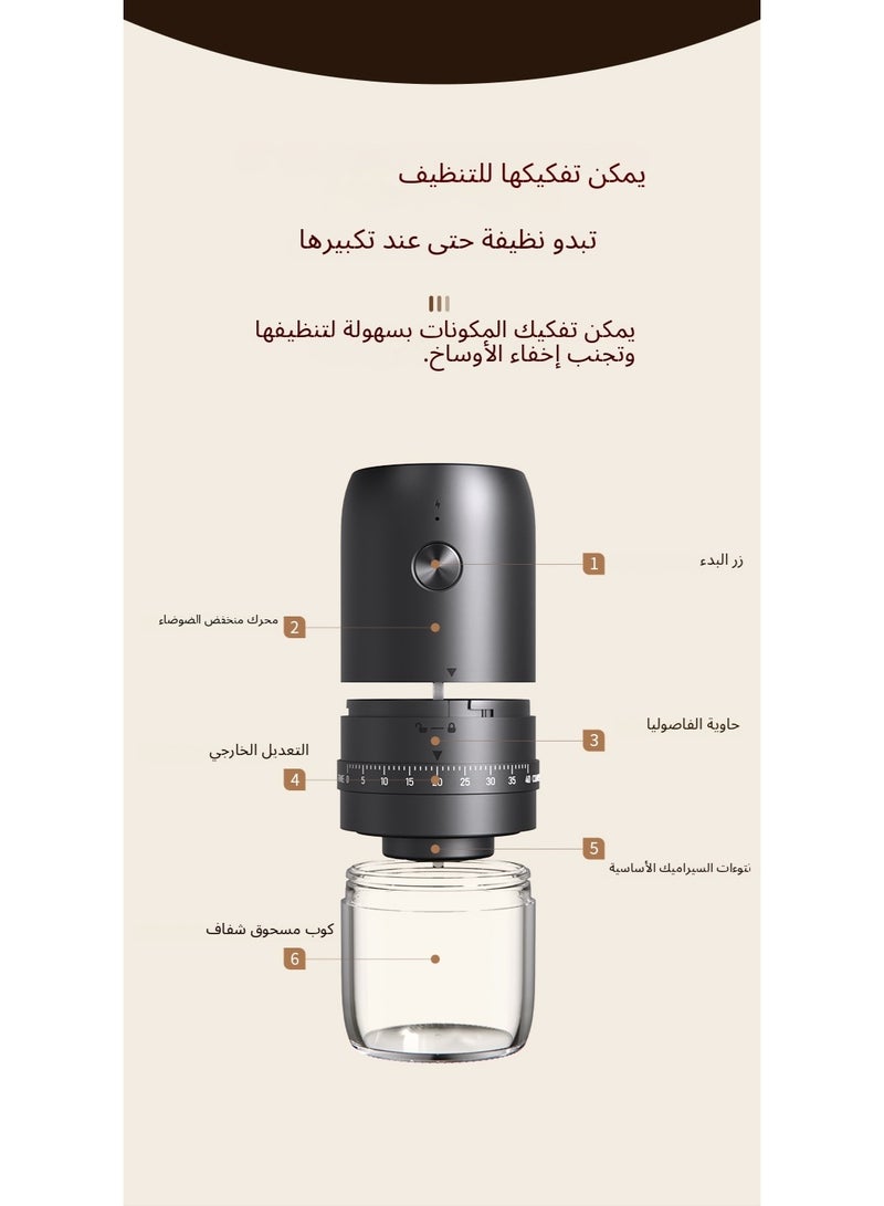 Portable Coffee Grinder with Smart Auto-Stop Sensor – Quiet Copper Motor – 40 Coarseness Levels – Giant Battery – Practical Gift - Image 3
