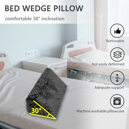Jacobable Wedge Pillow for Side Sleeping, Body Positioning Foam Wedge Pillow, Side Wedge Pillow for Sleeping Non-Slip Back Positioning Pillow for Bed Sore Wedge (Black) - Image 2