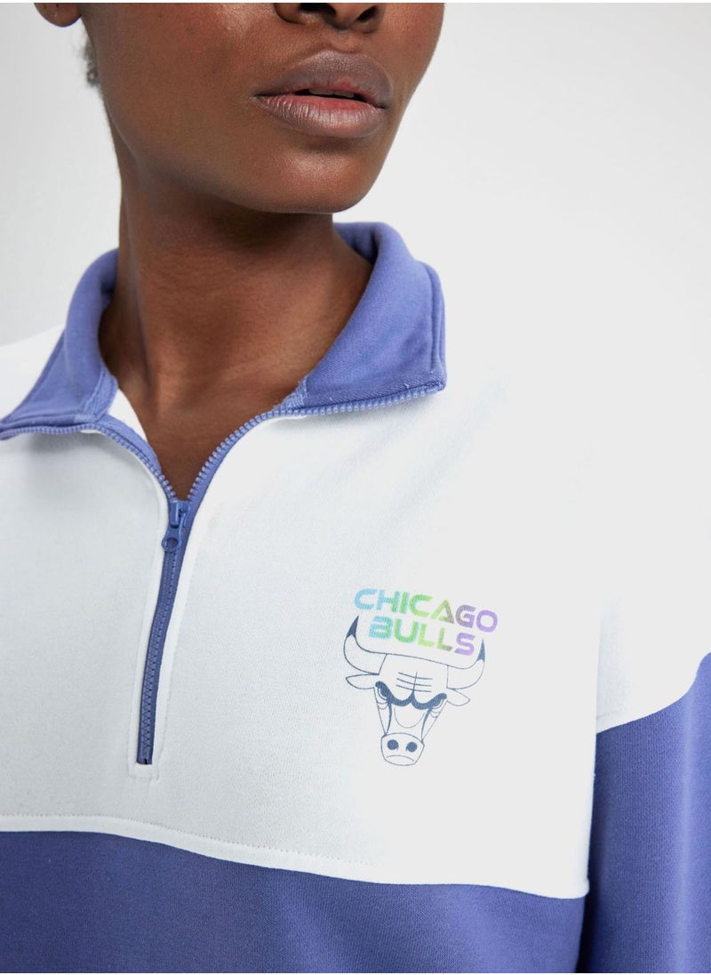 DeFacto Woman Licensed Chicago Bulls (Nbachi1000) Cover-Up Sweat Shirt  - Image 3