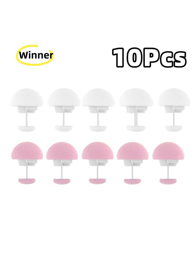 وينر 10 قطع من مشابك اللحاف، دبوس غطاء اللحاف المضاد للانزلاق، مشابك اللحاف لتثبيت اللحاف بالداخل، مثبتات اللحاف، ملحقات الفراش، أزرار كبس اللحاف للستائر واللحاف والوسائد والبطانيات (أبيض ووردي) - Image 1