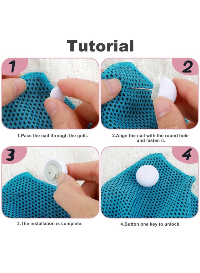 وينر 10 قطع من مشابك اللحاف، دبوس غطاء اللحاف المضاد للانزلاق، مشابك اللحاف لتثبيت اللحاف بالداخل، مثبتات اللحاف، ملحقات الفراش، أزرار كبس اللحاف للستائر واللحاف والوسائد والبطانيات (أبيض ووردي) - Image 5