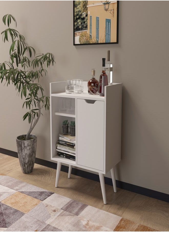 Tecnomobili Cabinet With 1 Door& 2 shelve 60x34.8x78.5 cm -White Color  - Image 1