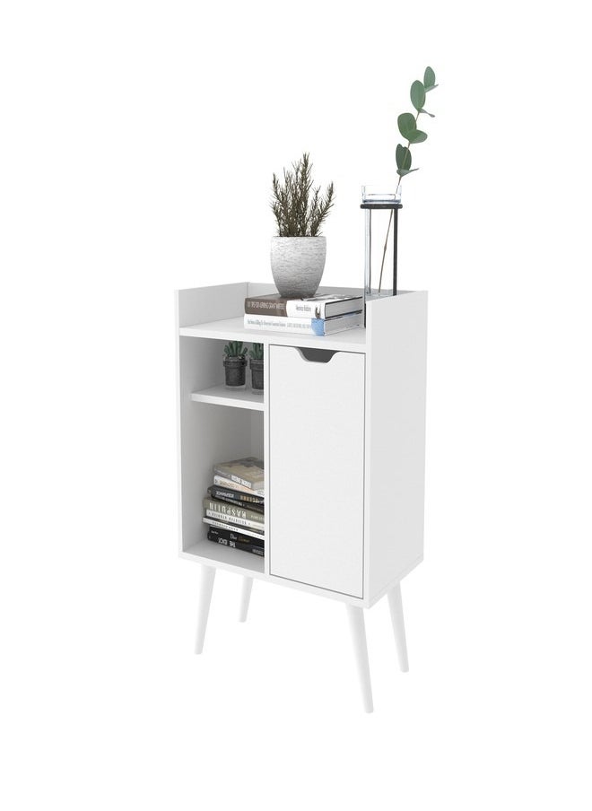 Tecnomobili Cabinet With 1 Door& 2 shelve 60x34.8x78.5 cm -White Color  - Image 2