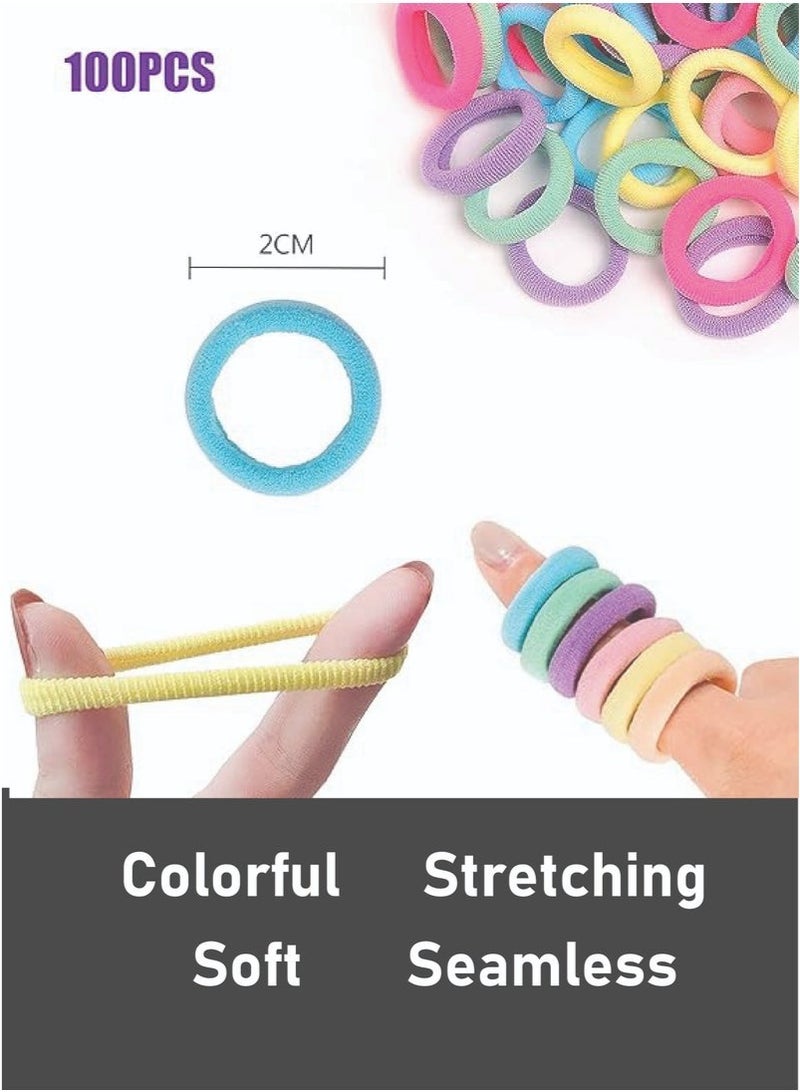 GlamKit 100pcs Thick Cotton Hair Ties, Girls Hair Bands Elastic Hair Bands Hair Accessories 100pcs Multicolor - Image 4