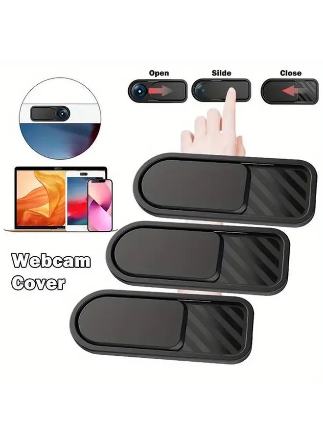 Black 3 Pack Sliding Camera Lens Privacy Cover For Phone Tablet Laptop Webcam - Image 1