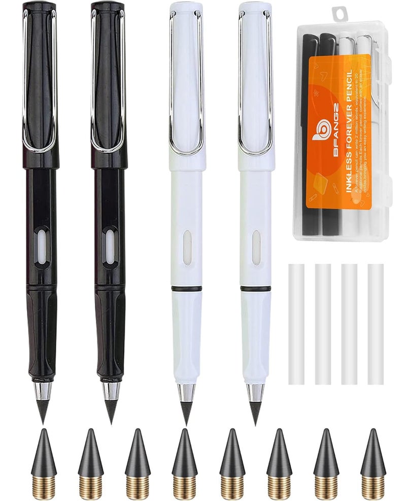BFANGZ Everlasting Pencils,Inkless pen,lapiz infinito,No Sharpen 0.7mm, 4Pcs Pencils With 8Pcs Replaceable Pencil Leads,1Pcs Transparent storage box,4 Pcs erasers (built-in pencil) - Image 1