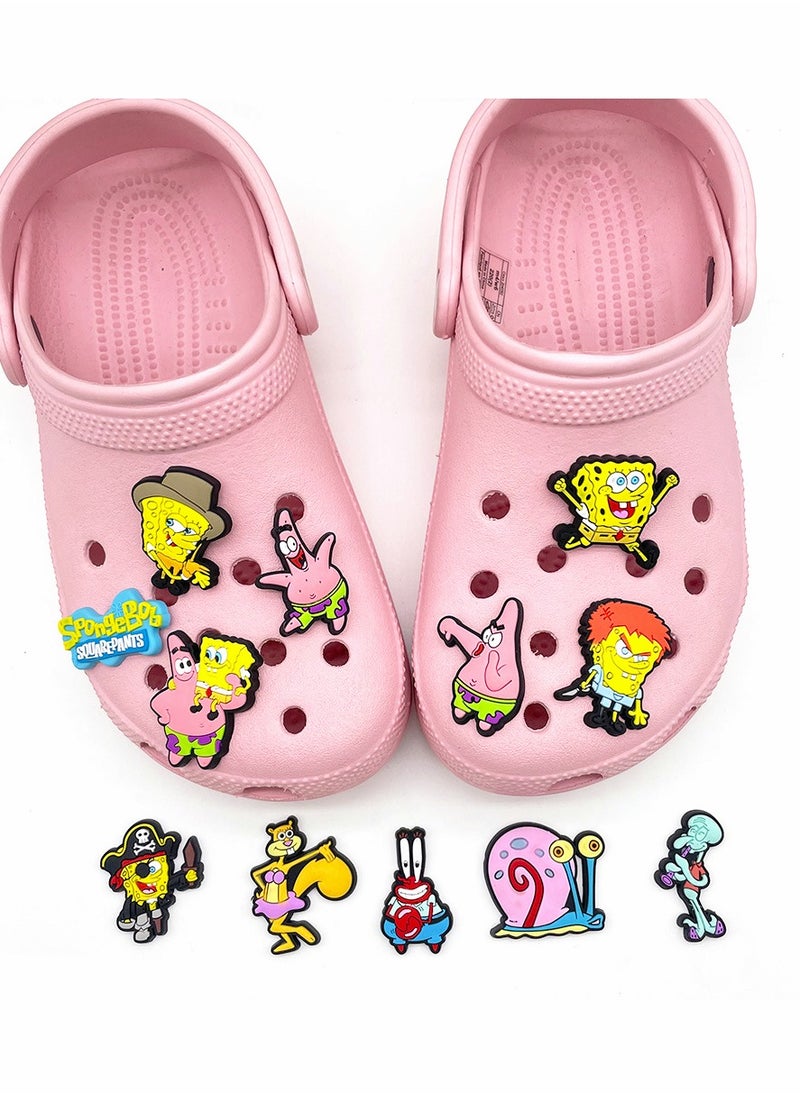 SYOSI - Shoe Decoration Charms, Crocs Shoe Charm Jibbitz SpongeBob 12 Pcs - Image 1