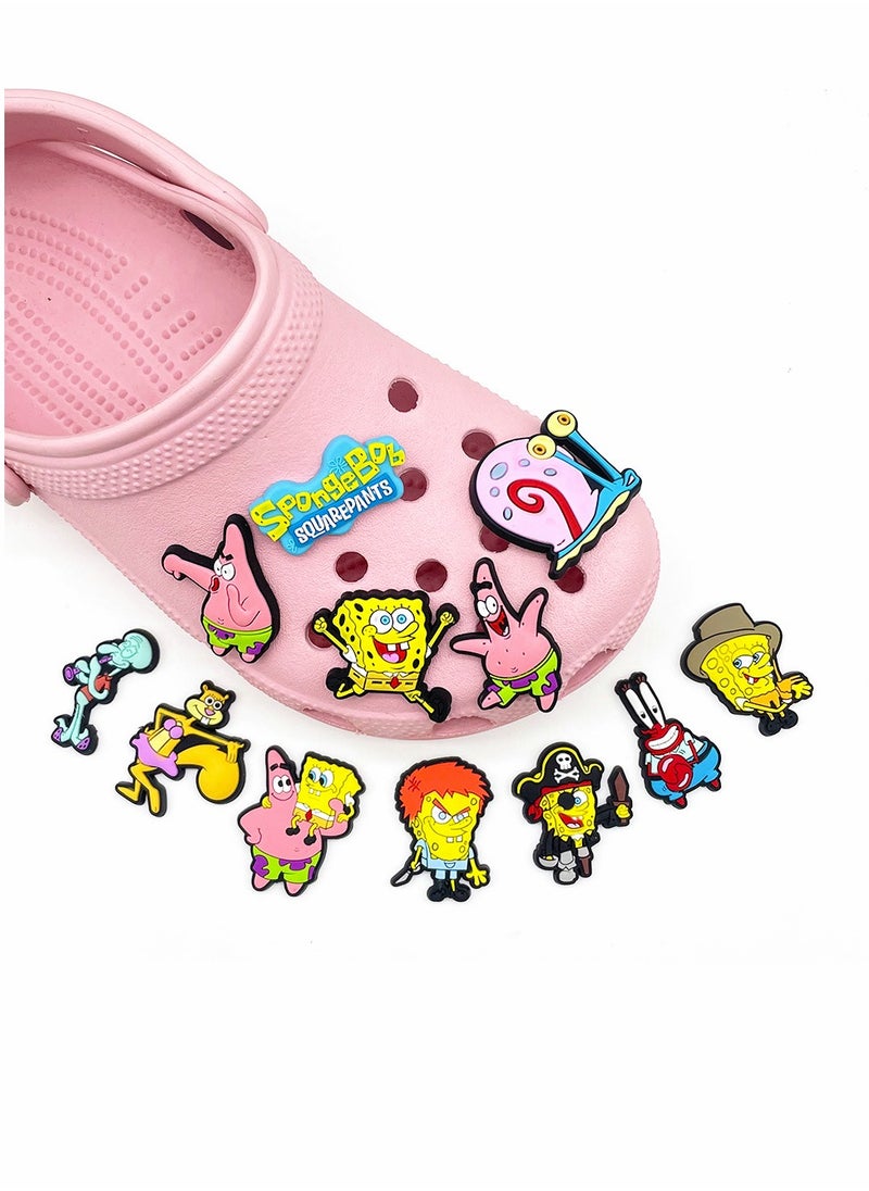 SYOSI - Shoe Decoration Charms, Crocs Shoe Charm Jibbitz SpongeBob 12 Pcs - Image 1