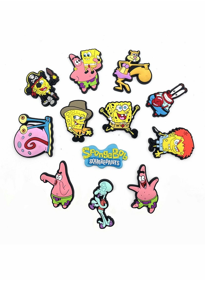 SYOSI - Shoe Decoration Charms, Crocs Shoe Charm Jibbitz SpongeBob 12 Pcs - Image 1