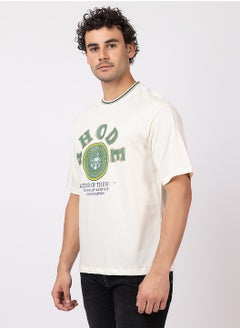 OCTAVE Octave Men's Oversize Cotton  T-shirt,Offwhite  - Image 4